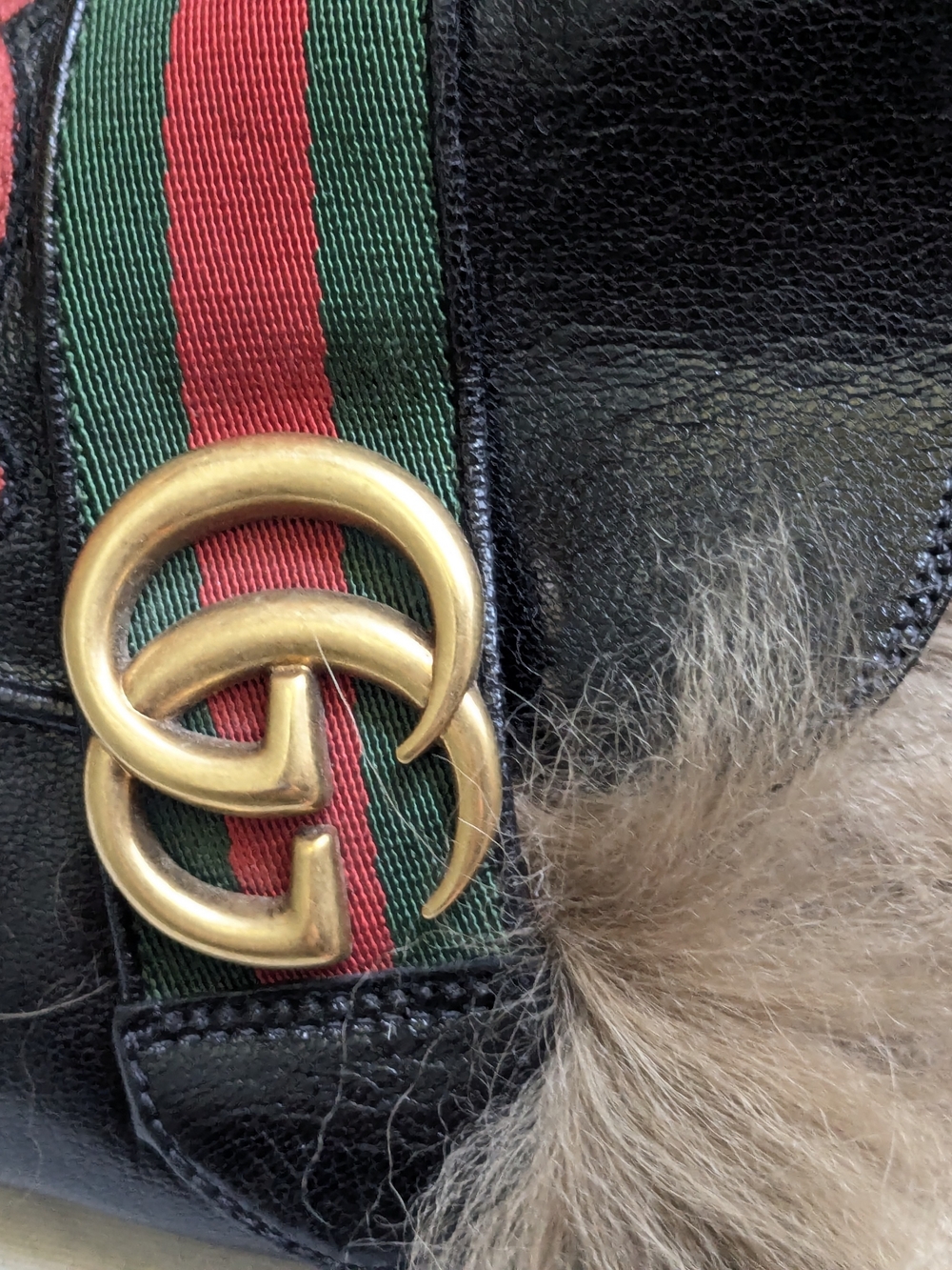 Gucci Black Leather Fur-Trim Princetown Mules with Red Skull Men US 7.5 - Picture 10 of 14